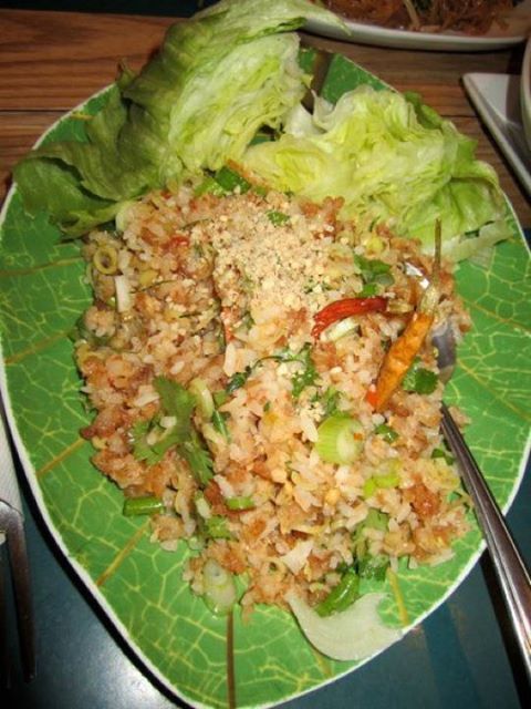 An aerial view of a plate of Naam Salad